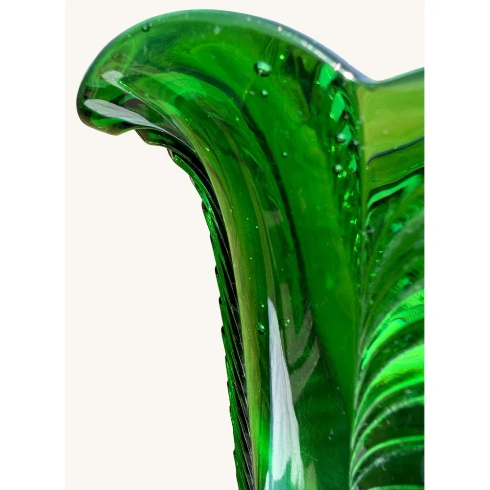 Antique EAPG Florida Pattern Water Pitcher Emerald Green 9.75